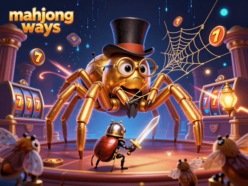 Experience winning with Mahjong Ways featuring a giant golden tarantula and brave beetle knight.