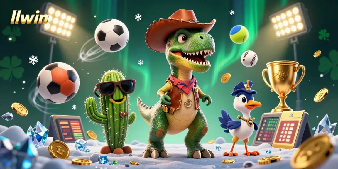 llwin players enjoy thrilling challenges in a vibrant 3D gambling illustration with engaging characters.