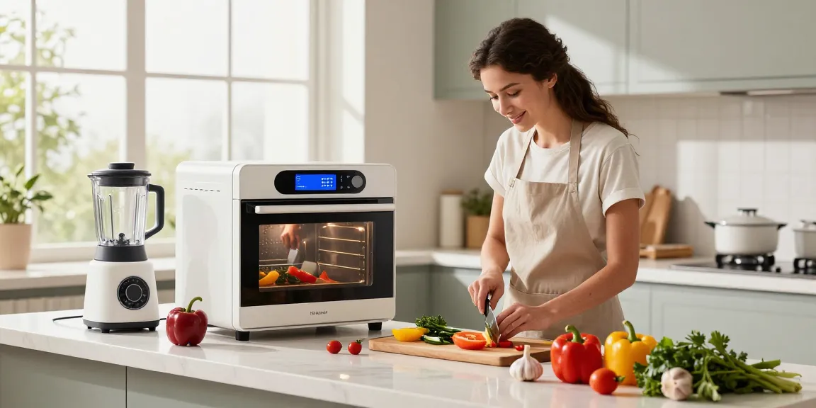 AI cooking gadgets in action, showcasing a chef using innovative kitchen tools amidst fresh ingredients
