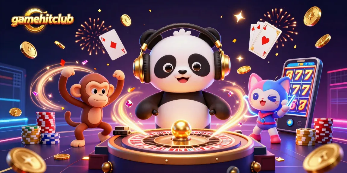 Join the thrilling gaming experience at gamehitclub with vibrant characters and dynamic casino elements in a lively atmosphere.
