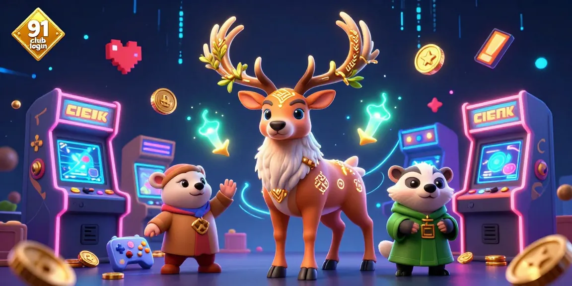 Experience seamless access with 91 club login featuring a dynamic casino-themed illustration.