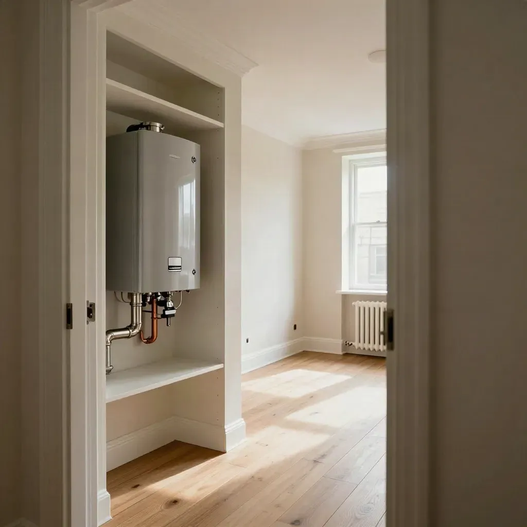 Upgraded buy-to-let flat with boiler cupboard, bright hallway and rent-ready living room.