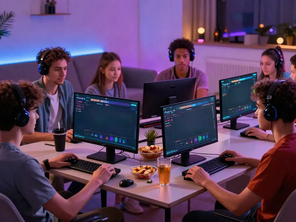 Friends enjoying gaming together on 11bet platform in a cozy living room.