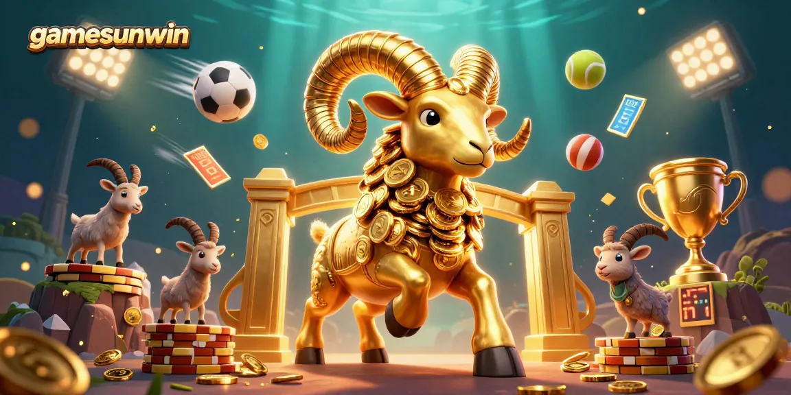 Experience the thrilling gamesunwin action with a dynamic 3D casino illustration filled with gold and excitement.