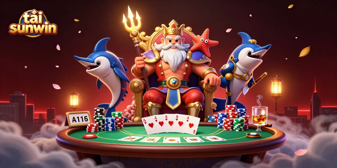 Play poker with vibrant 3D characters like tải sunwin's Neptune in an engaging casino scene.